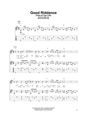 Good Riddance Chords Printable Play Official version of Good Riddance (Time of Your Life) Sheet Music ...