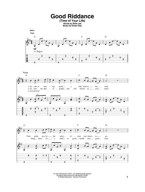 Good Riddance (Time Of Your Life) - Green Day (Solo Guitar)