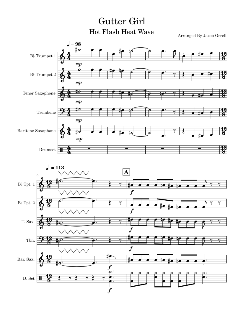 Gutter Girl Gutter girl – Hot Flash Heat Wave Brass Band Sheet Music for Trombone ...
