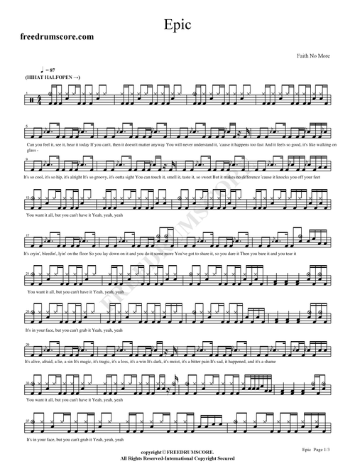 Epic (Arr. COPYDRUM) - Faith No More (Drums)