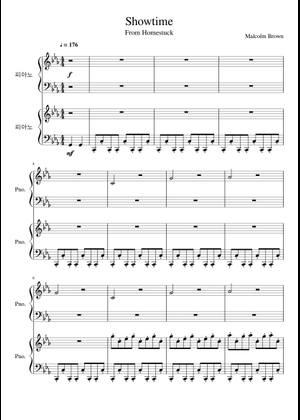 Homestuck Vol. 1 - Showtime (Piano Refrain) Sheet Music for Piano (Solo ...