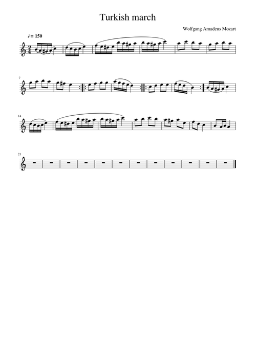 Turkish March Flute by Wolfgang Amadeus Mozart