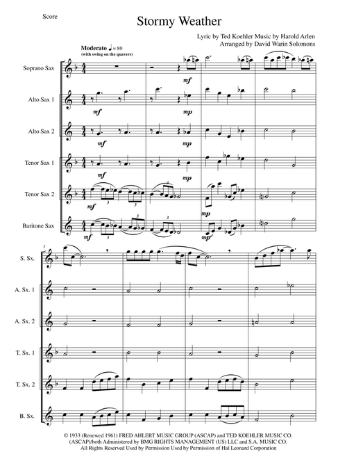 Stormy Weather (Arr. David Warin Solomons) - Harold Arlen (Woodwind Ensemble)