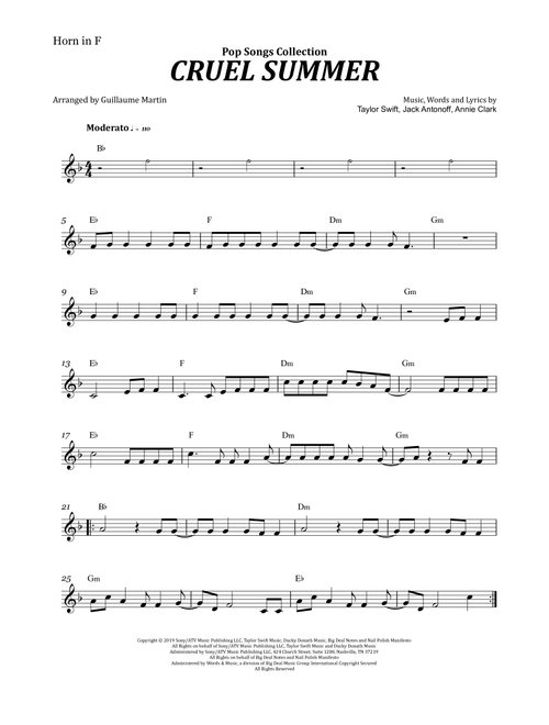Cruel Summer (Arr. Guillaume Martin) - Taylor Swift (French Horn Solo)