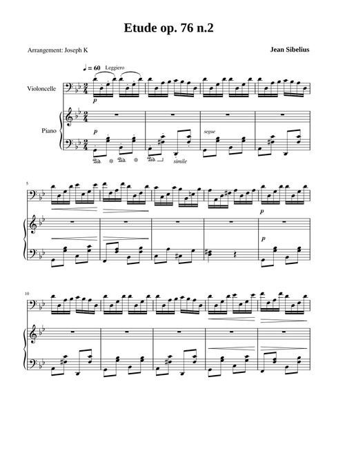 Jean Sibelius - Etude op. 76 n.2 cello-piano