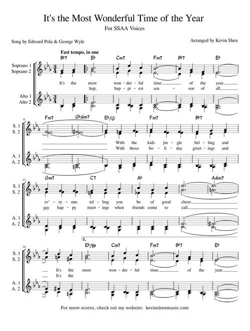 It's the Most Wonderful Time of the Year (SSAA A Cappella) | Christmas Caroling