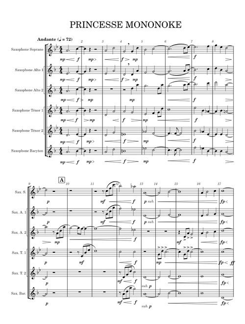 Princess mononoke theme – Joe Hisaishi Princess_Mononoke_for_Saxophone.mscz