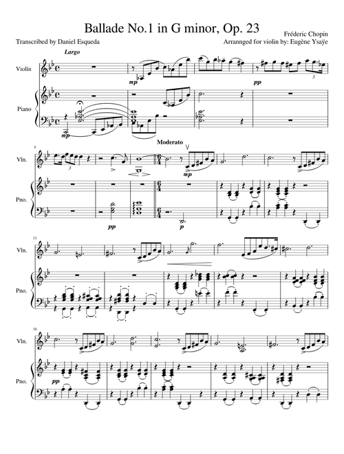 Ballade No.1 in G minor, Op. 23 - Violin and Piano [WIP]