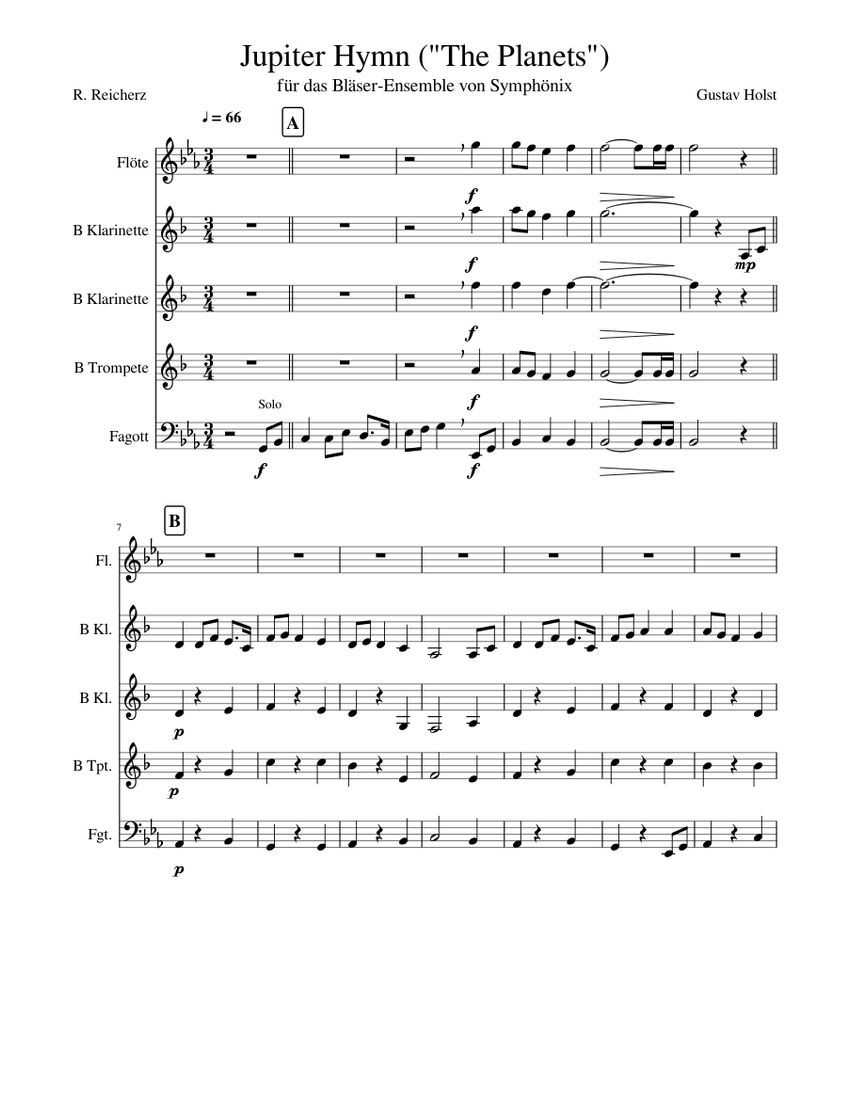 Jupiter Hymn ("The Sheet music for Flute, in bflat