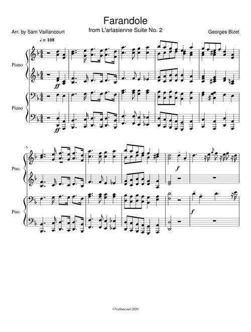 Farandole arrangement 4 hands