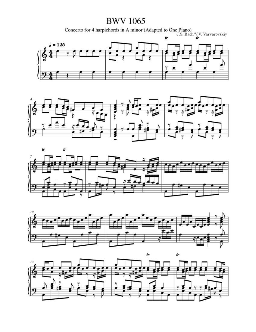 Concerto for 4 Harpsichords in A minor, BWV 1065 – Johann