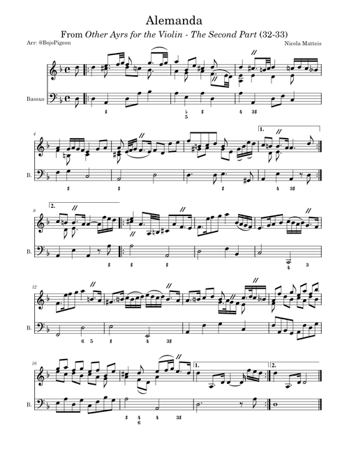 Other Ayrs for the Violin: The Second Part: Alemanda – Nicola Matteis