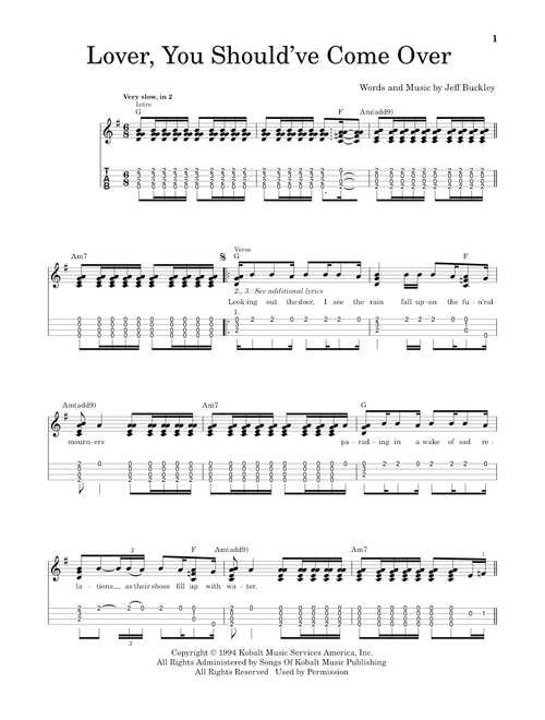Lover, You Should've Come Over - Jeff Buckley (Easy Ukulele (with Tab))