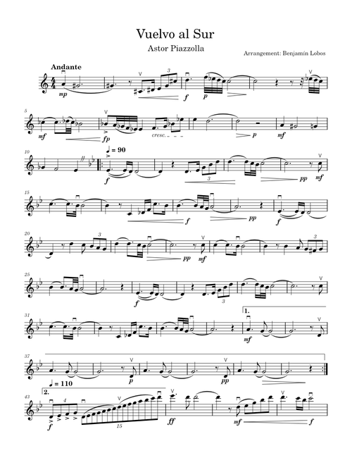 Vuelvo Al Sur – Astor Piazzolla Solo Violin arrangement