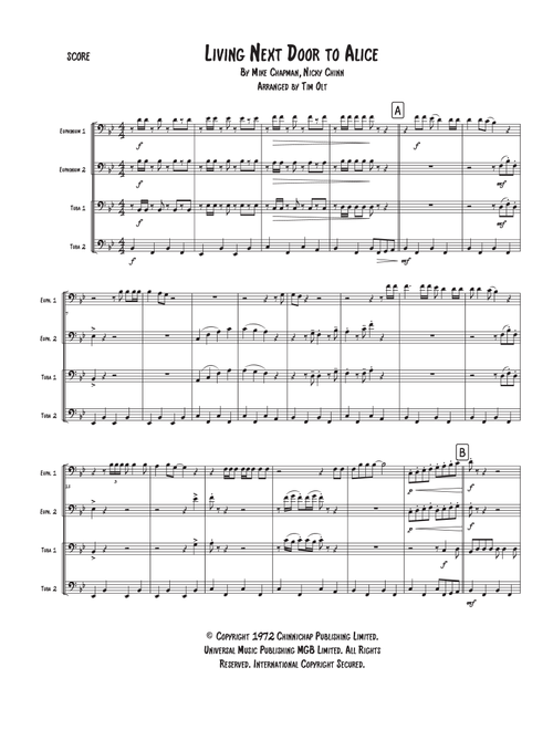 Living Next Door To Alice (Arr. Tim Olt) - Mike Chapman, Nicky Chinn (Brass Ensemble)