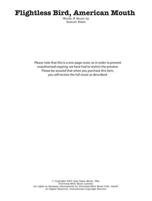 Flightless Bird, American Mouth - Iron & Wine (Guitar Chords-Lyrics)