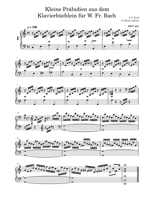 Kleine Präludien, BWV 924, 926, 927, 930, 928, 925, 931 – Johann Sebastian Bach