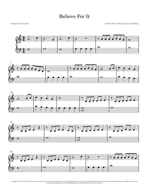 Believe For It (Arr. Charity Skelly) - CeCe Winans (Easy Piano)