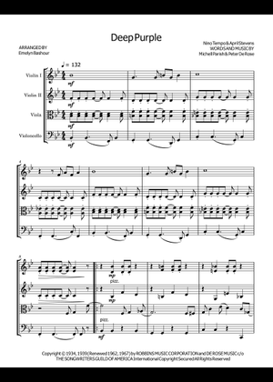 Deep Purple Sheet Music with Chords for Piano (Solo) easy