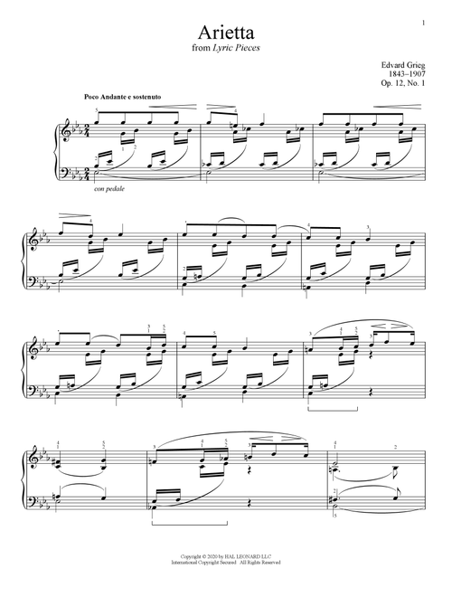 Arietta, Op. 12, No. 1 - Edvard Grieg (Piano Solo)