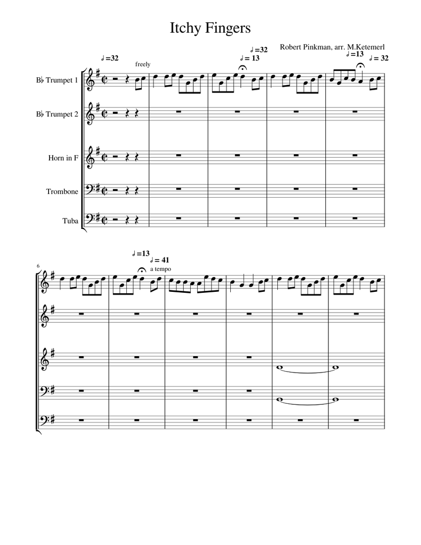 Itchy Fingers Sheet music for Trombone, Tuba, Trumpet in bflat, French