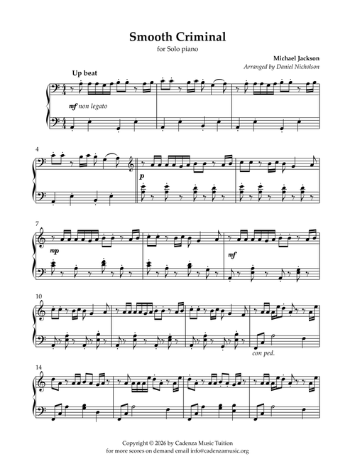 Bad Man (Smooth Criminal) (Arr. Daniel Nicholson) - Polo G (Piano Solo)