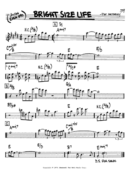 Bright Size Life - Pat Metheny (Real Book - Melody-Chords)