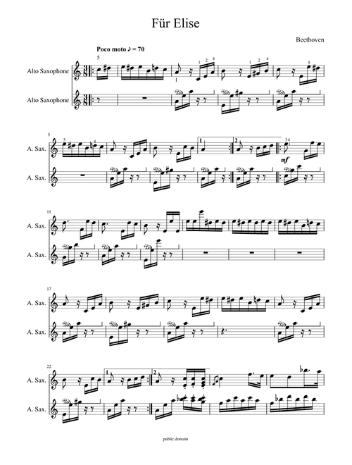 Fur Elise Saxophone
