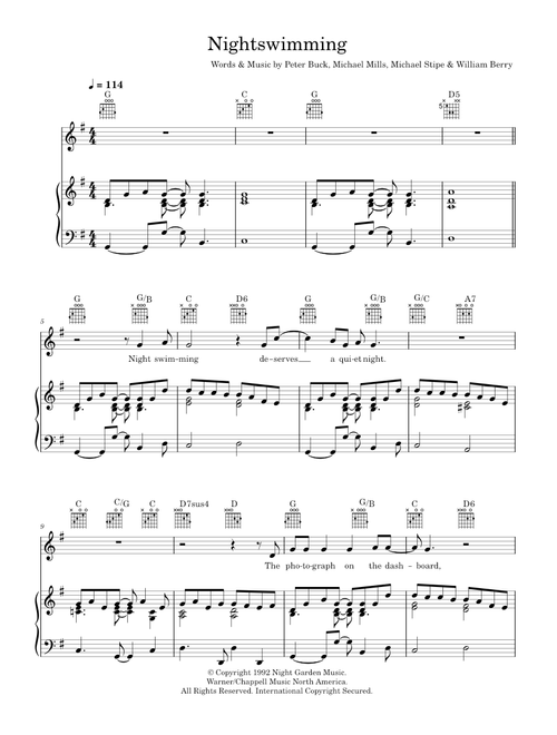 Nightswimming - R.E.M. (Piano-Vocal-Guitar (Piano Accompaniment))