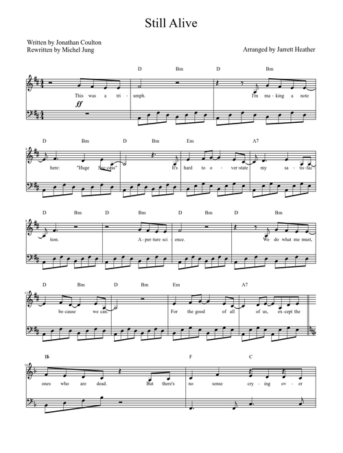 Still Alive Portal Vocal and Piano