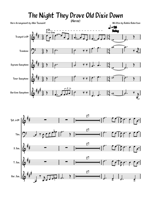 The Night They Drove Old Dixie Down (Horns) - The Band