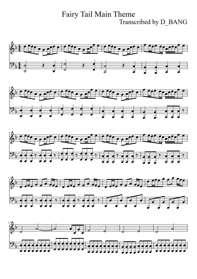 Fairy Tail Main Theme Sheet music for Piano (Piano Duo) Fairy Tail Main Theme Sheet music for Piano (Piano Duo)