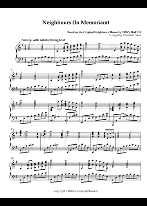 Theme From Neighbours - Tony Hatch Sheet Music with Chords for Piano ...