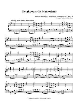 Neighbours Piano Code Theme From Neighbours - Tony Hatch Sheet Music with Chords for Piano ...