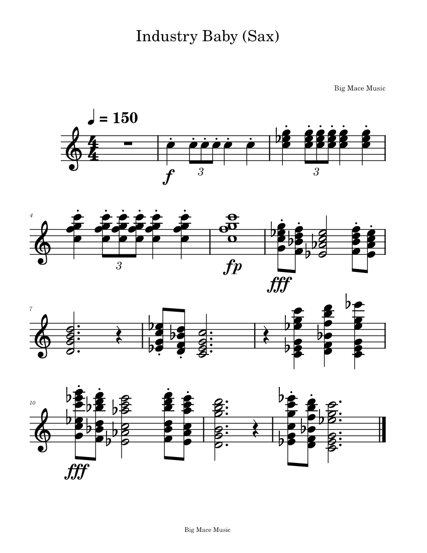 Industry Baby (Sax) Sheet music for Saxophone alto (Solo)