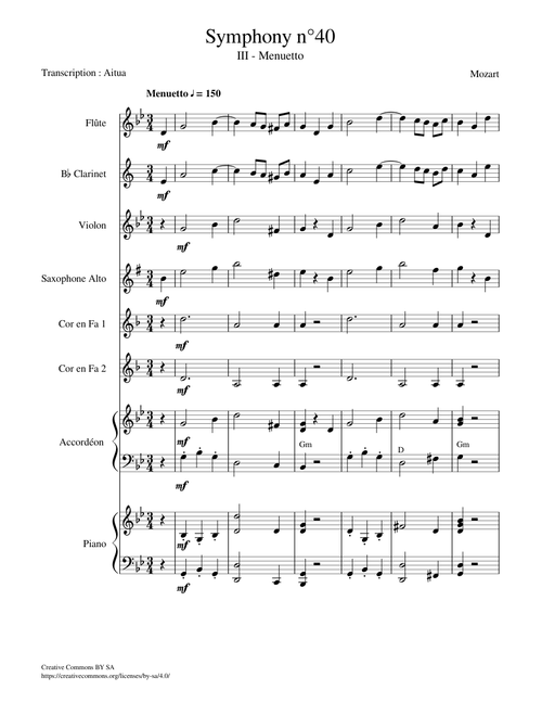 Mozart : Symphony n 40 - III Menuetto