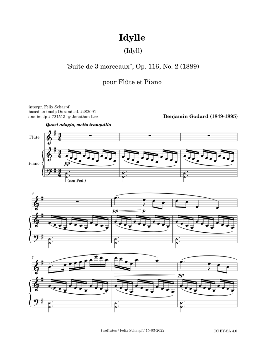 Suite de 3 morceaux - Op. 116, No.2 (Idyll) Benjamin Godard