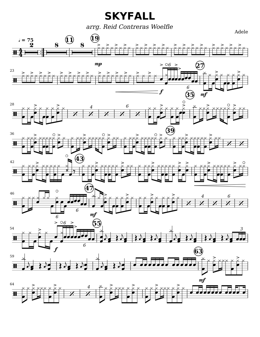 SKYFALL (DRUMS) Sheet Music for Drum group (Solo