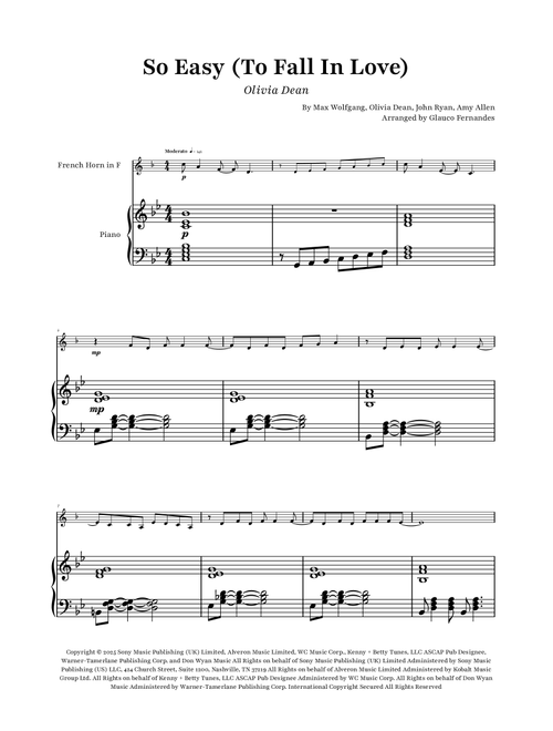 So Easy (To Fall In Love) (Arr. Glauco Fernandes) - Olivia Dean (French Horn and Piano)