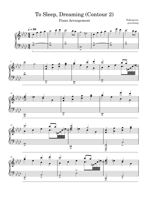 To Sleep, Dreaming (Contour 2) – Naktigonis | Piano Arrangement