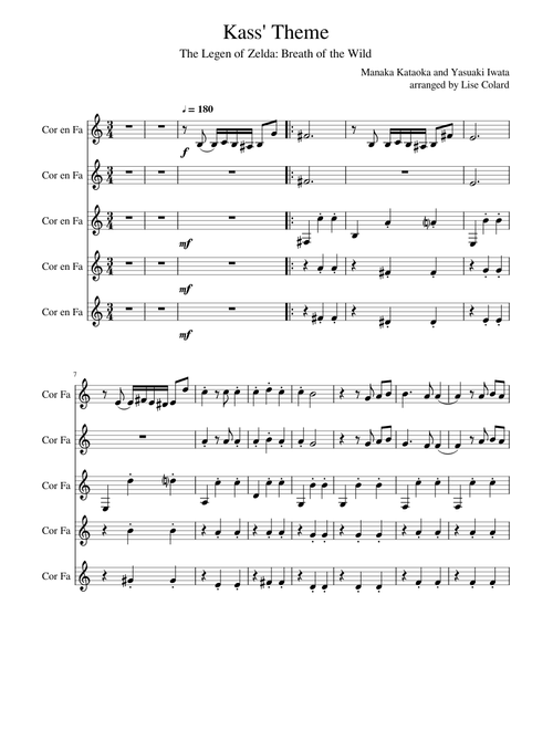 Kass' Theme (from Zelda: Breath of the wild) - quintette french horn
