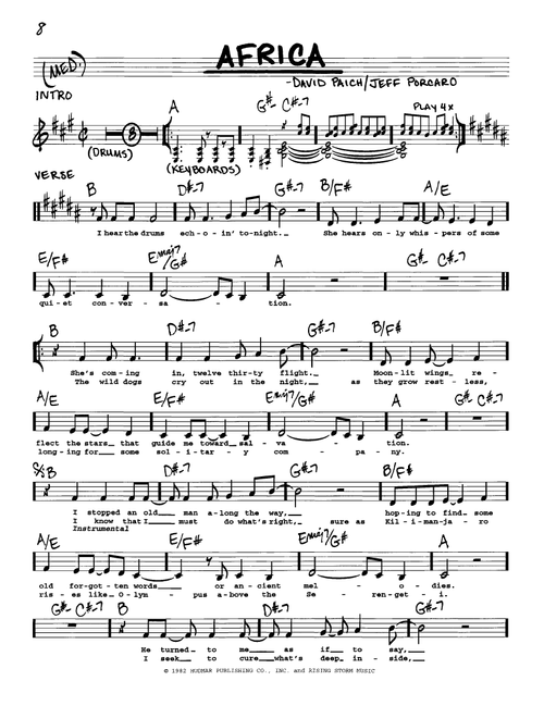 Africa - Toto (Real Book - Melody-Chords-Lyrics)