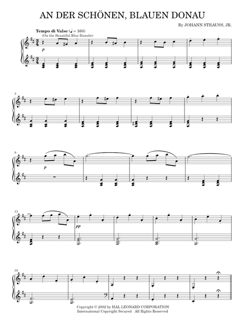 By The Beautiful Blue Danube - Johann Strauss Jr. (Piano Solo)