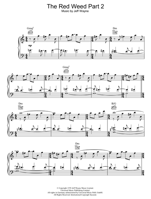 The Red Weed (Part 2) (from War Of The Worlds) - Jeff Wayne (Piano-Vocal-Guitar (Piano Accompaniment))