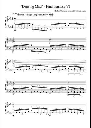 Final Fantasy VI - Dancing Mad Sheet Music for Piano, Soprano
