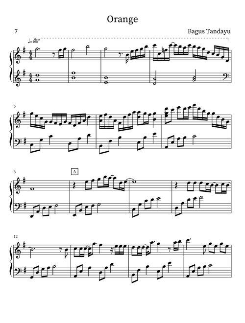 Orange 7!! (Arr. Bagus Tandayu) - Michiru (Piano Solo)