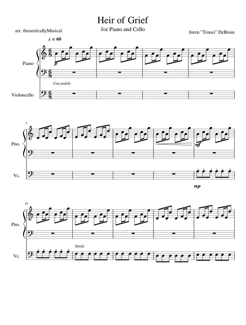 Heir of Grief for Piano and Cello