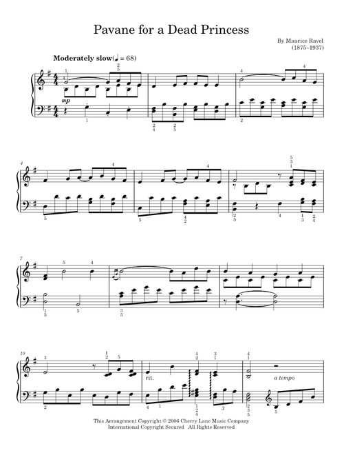 Pavane pour une infante défunte - Maurice Ravel (Easy Piano)