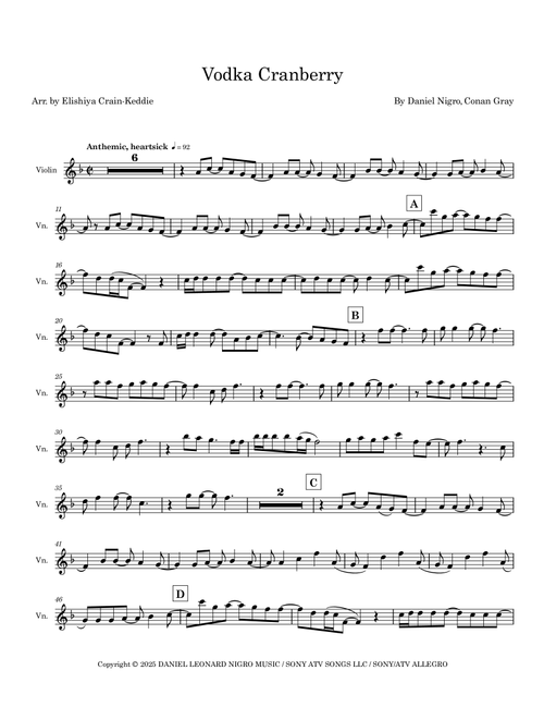 Vodka Cranberry (Arr. Elishiya Crain-Keddie) - Conan Gray (Violin Solo)