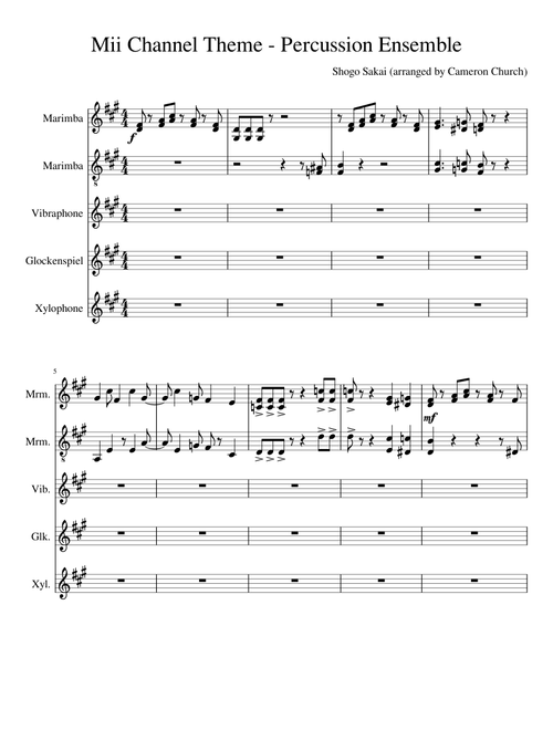 Mii Channel Theme - Percussion Ensemble